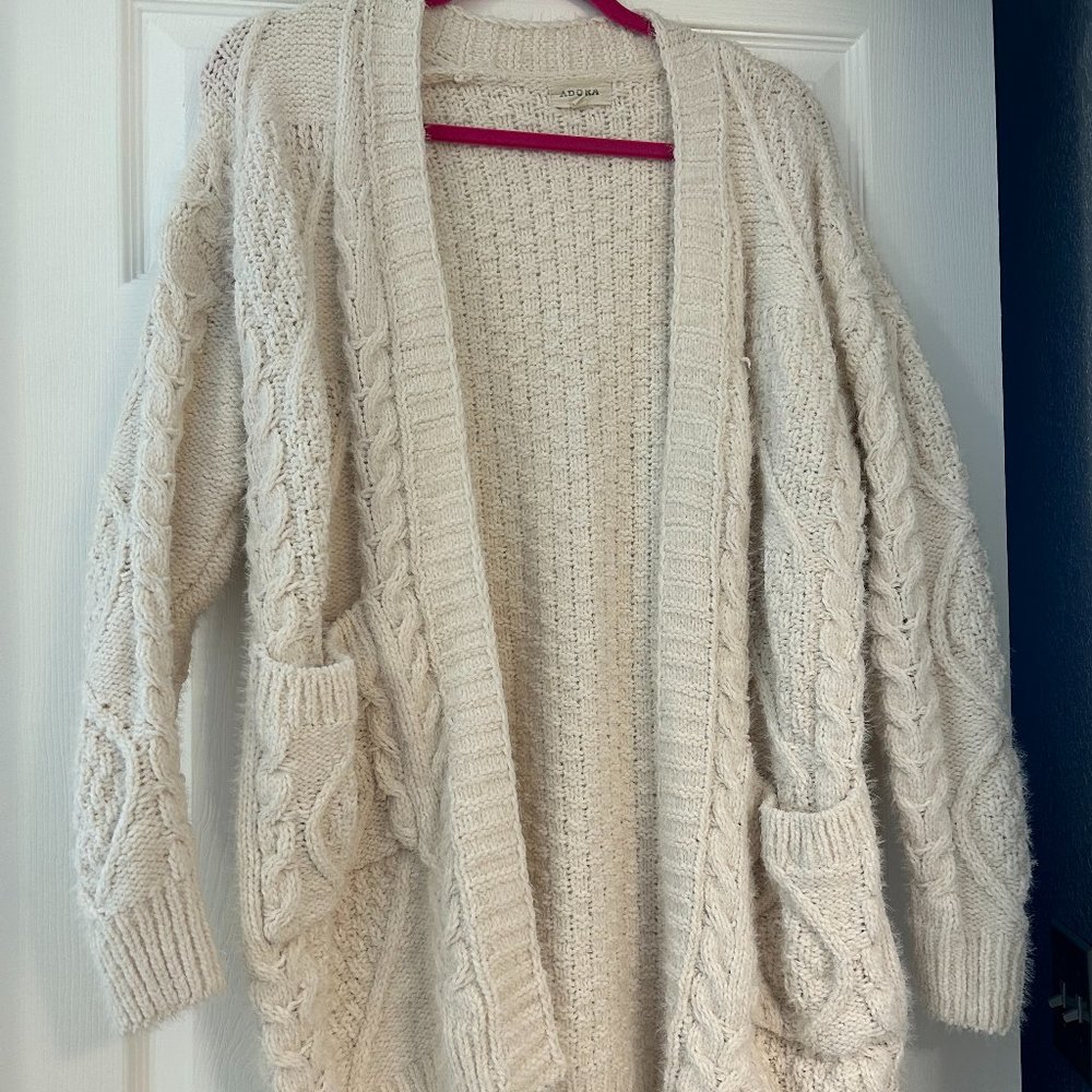 White cable knit chunky cardigan